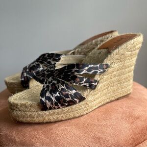 Stubbs & Wootton Animal Print Espadrille Wedge Sandals | Size 40